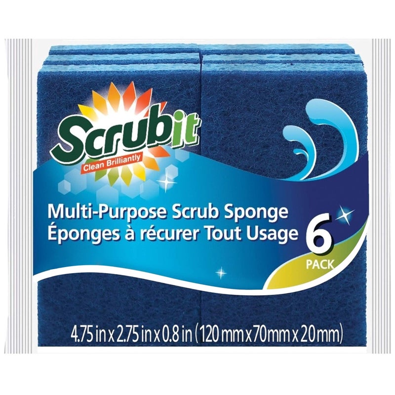 Scrubit Non-Scratch Cleaning Scrub Sponges- Scrubbing Dish Sponge Ideal for Washing Kitchen,Dishes, Bathroom &More â€“ Dishwashing Sponge Along with A Thought Scrubber â€“ 6 sponges - Image 1